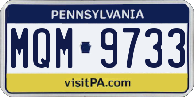 PA license plate MQM9733