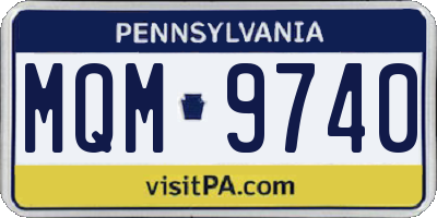 PA license plate MQM9740