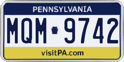 PA license plate MQM9742