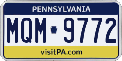 PA license plate MQM9772