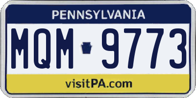 PA license plate MQM9773