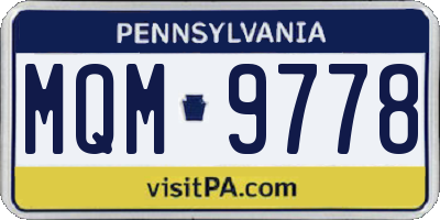 PA license plate MQM9778