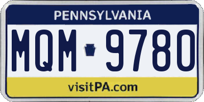 PA license plate MQM9780