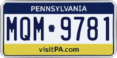 PA license plate MQM9781