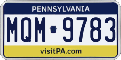 PA license plate MQM9783