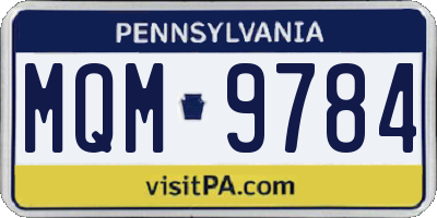 PA license plate MQM9784
