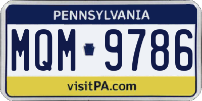 PA license plate MQM9786