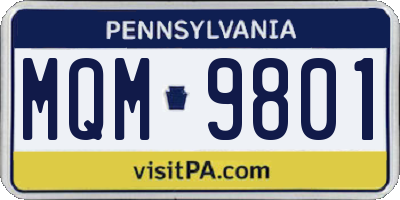 PA license plate MQM9801