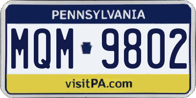 PA license plate MQM9802