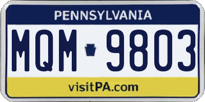 PA license plate MQM9803