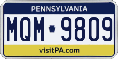 PA license plate MQM9809