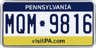 PA license plate MQM9816