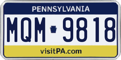 PA license plate MQM9818