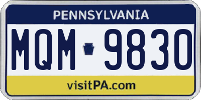 PA license plate MQM9830