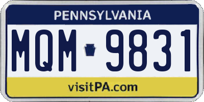 PA license plate MQM9831