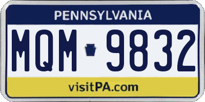 PA license plate MQM9832