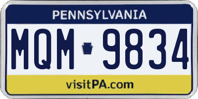 PA license plate MQM9834