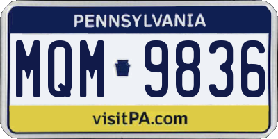 PA license plate MQM9836
