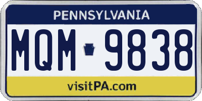 PA license plate MQM9838