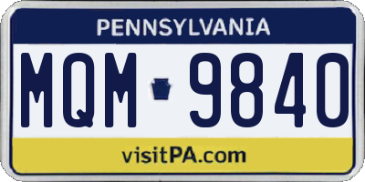 PA license plate MQM9840