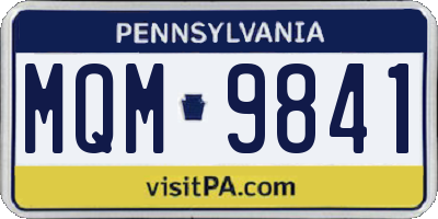 PA license plate MQM9841