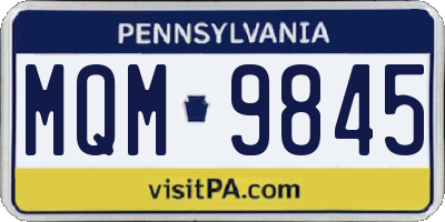 PA license plate MQM9845