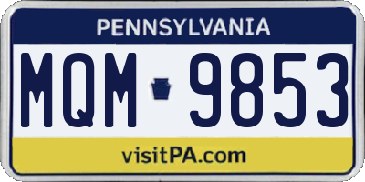 PA license plate MQM9853