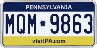 PA license plate MQM9863