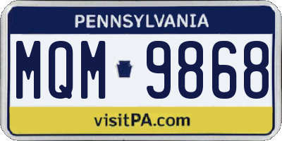 PA license plate MQM9868
