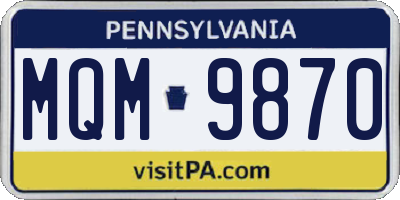 PA license plate MQM9870