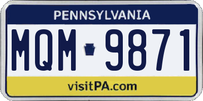 PA license plate MQM9871