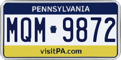 PA license plate MQM9872