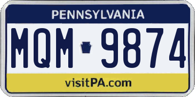 PA license plate MQM9874