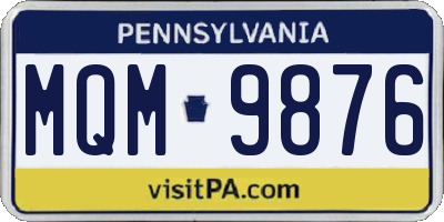 PA license plate MQM9876