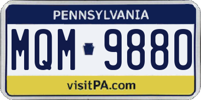 PA license plate MQM9880