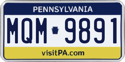 PA license plate MQM9891