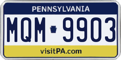 PA license plate MQM9903