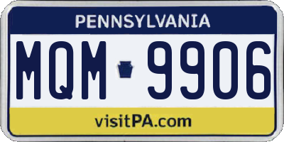 PA license plate MQM9906