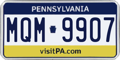 PA license plate MQM9907