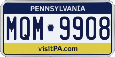 PA license plate MQM9908