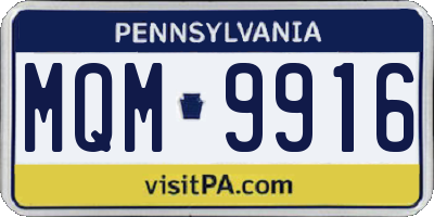 PA license plate MQM9916