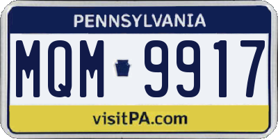 PA license plate MQM9917