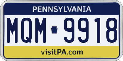 PA license plate MQM9918
