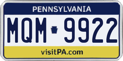 PA license plate MQM9922