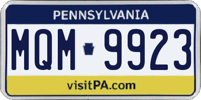 PA license plate MQM9923