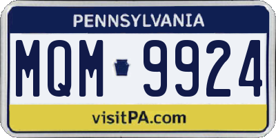 PA license plate MQM9924