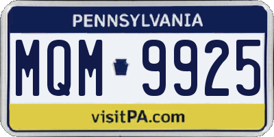 PA license plate MQM9925