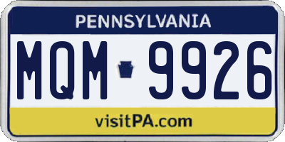PA license plate MQM9926