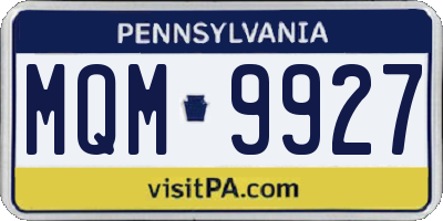 PA license plate MQM9927