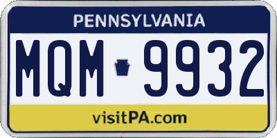 PA license plate MQM9932